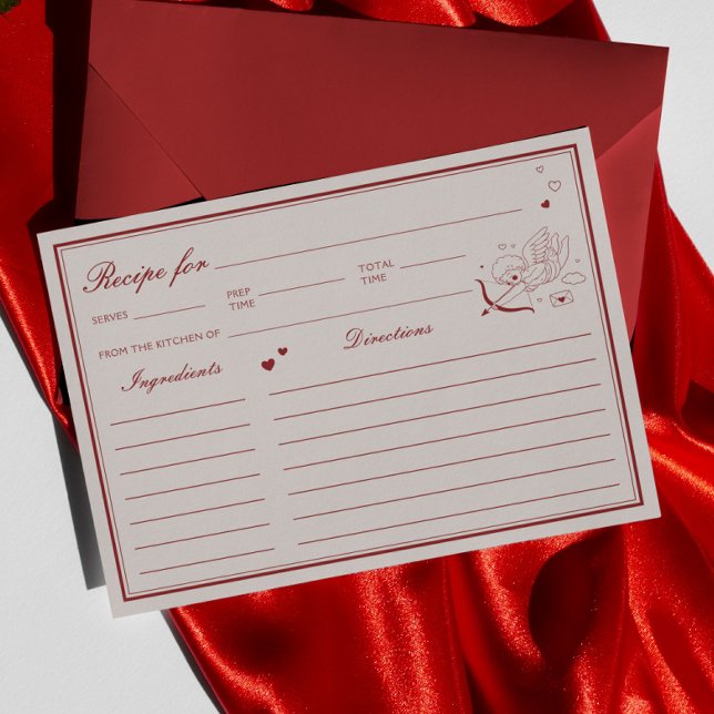 Invitación Burgundy Valentine Bridal Shower Recipe Card (Subido por el creador)