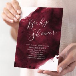 Invitación Burgundy Watercolor Baby Shower