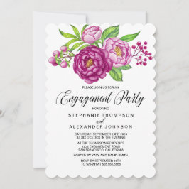 Invitación Burgundy Watercolor Peonies Engagement Party