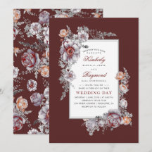 Burgundy Watercoloros Vintage Floral Boda