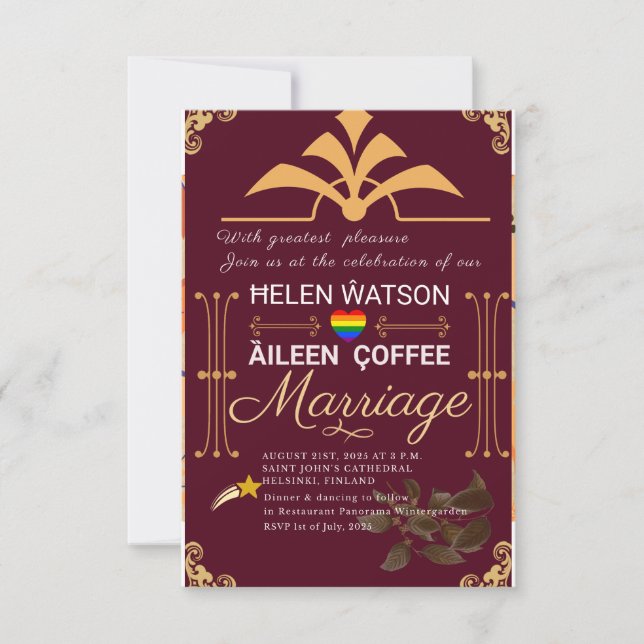 Invitación  Burgundy Wedding Invitation Card (Anverso)