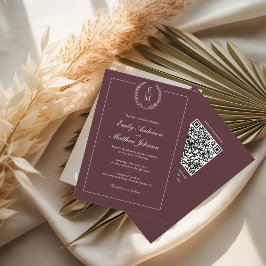 Invitación Burgundy Wedding Invitation QR Code