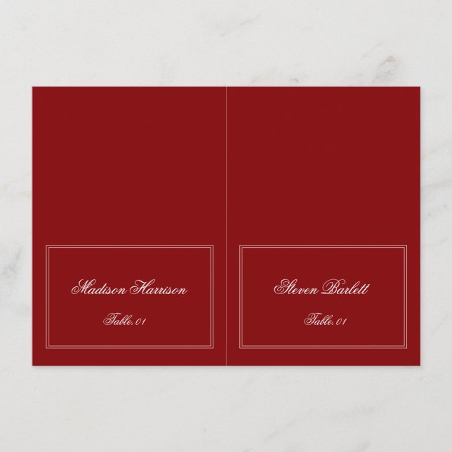 Invitación Burgundy Wedding Place Card DIY (Anverso)