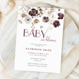 Invitación Burgundy Wildflowers Baby In Bloom Baby Shower