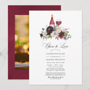 Invitación Burgundy y Blush Floral Vino Celebración de la Vid