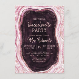 Invitación Burgundy y la fiesta de Bachelorette de Oro Rosa
