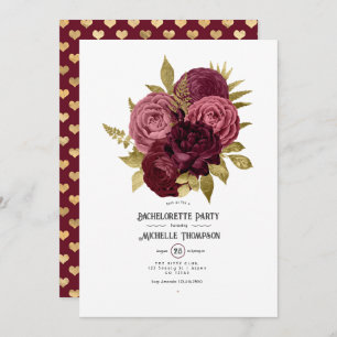 Invitación Burgundy y la fiesta de la bachillerato floral de 