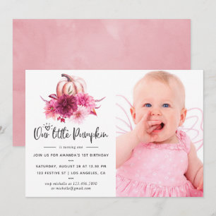 Invitación Burgundy y Otoño Otoñal Calabaza Cumpleaños