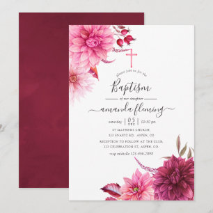 Invitación Burgundy y otoño otoñal floral Bautizo