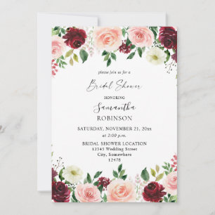 Invitación Burgundy y Rosa Blush 4 Lluvia de Flores Nupcial 2