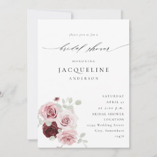 Invitación Burgundy y Rosa Floral 6 Ele Despedida de Soltera