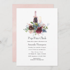 Invitación Burgundy y Rubor Floral Bridal Pop Fizz
