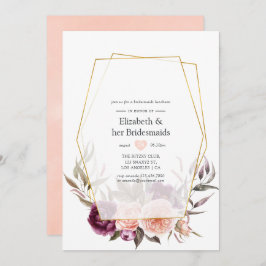 Invitación Burgundy y Rubor Geometric Bridesmaids Luncheon