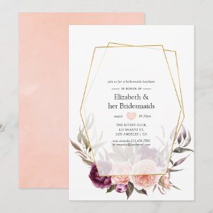 Invitación Burgundy y Rubor Geometric Bridesmaids Luncheon