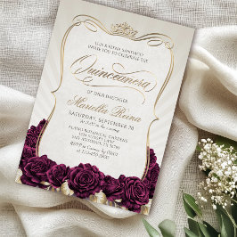Invitación Burgunrdy Gold Quinceañera