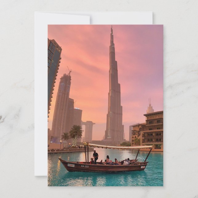 Invitación Burj Khalifa Bote Lake Cityscape         (Anverso)