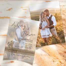 Invitación Burlap Boda de fotos de Rustic Twine Burlap
