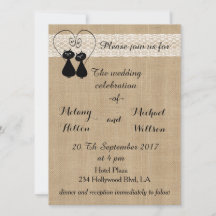 Burlap boda de gatos divertidos rústicos en amor