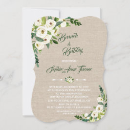 Invitación Burlap Brunéi y Bubbly de color blanco