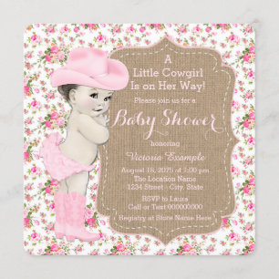 Invitación Burlap Cowgirl Baby Shower
