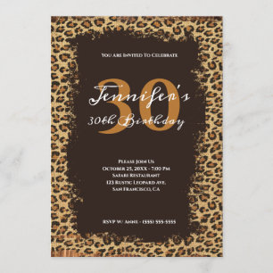 Invitación Burlap Grunge de Leopardo Marrón Rústico