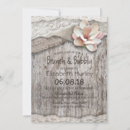 Invitación Burlap Lace Floral Brunch and Bubbly Bridal Shower