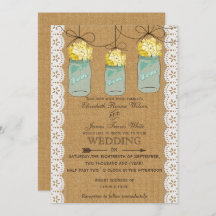 Burlap Lace hidrangeas amarillas masas jars invita