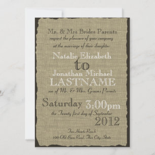 Invitación Burlap Look Rustic Boda