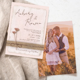 Invitación Burlap Neutral ruso Eco Boho Rubor Photo Boda