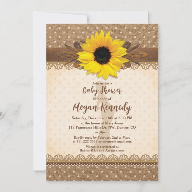 Invitación Burlap Polka Dot Rustic (Anverso)