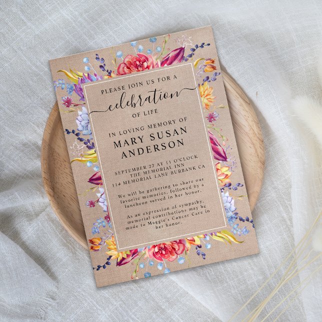 Invitación Burlap Suculents Celebración del Monumento a la Vi (Subido por el creador)