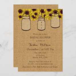 Invitación Burlap Sunflowers Mason Jars Bridal Shower Invite