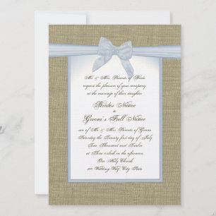 Invitación Burlap y Blue Bow Country Wedding
