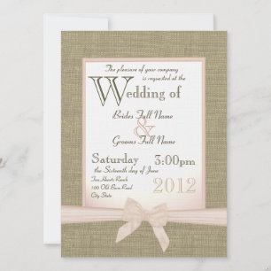 Invitación Burlap y Bow Rubor Country Wedding