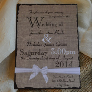 Invitación Burlap y Bows Rustic Boda