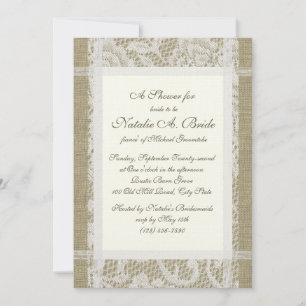 Invitación Burlap y Lace Bridal Shower