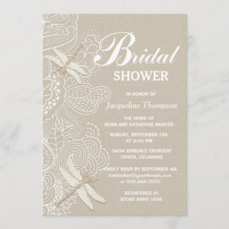Invitación Burlap y Lace Rustic Bridal Shower