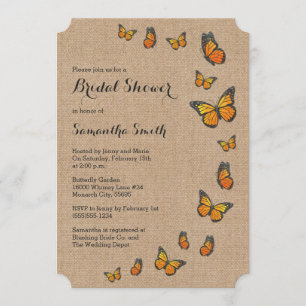 Invitación Burlap y Mariposa Rústicas