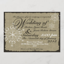 Invitación Burlap y Snowflakes Boda 5 x 7
