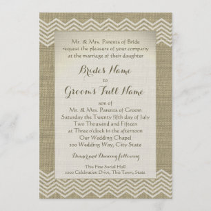 Invitación Burlap Zigzag Pattern Boda