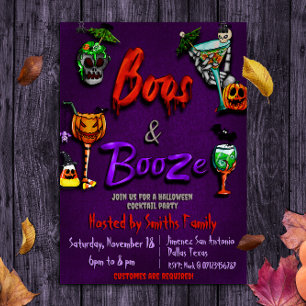 Invitación Burlas y Bebidas - Fiesta de Cócteles de Halloween
