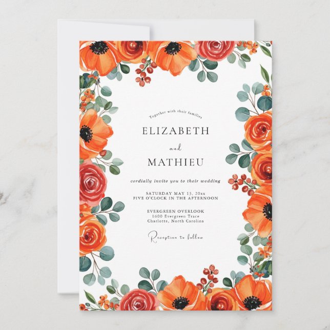 Invitación Burnt Orange Elegant Summer Wedding (Anverso)