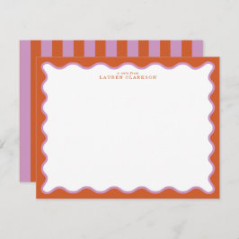 Invitación Burnt Orange & Lavender Wavy Border Note Card