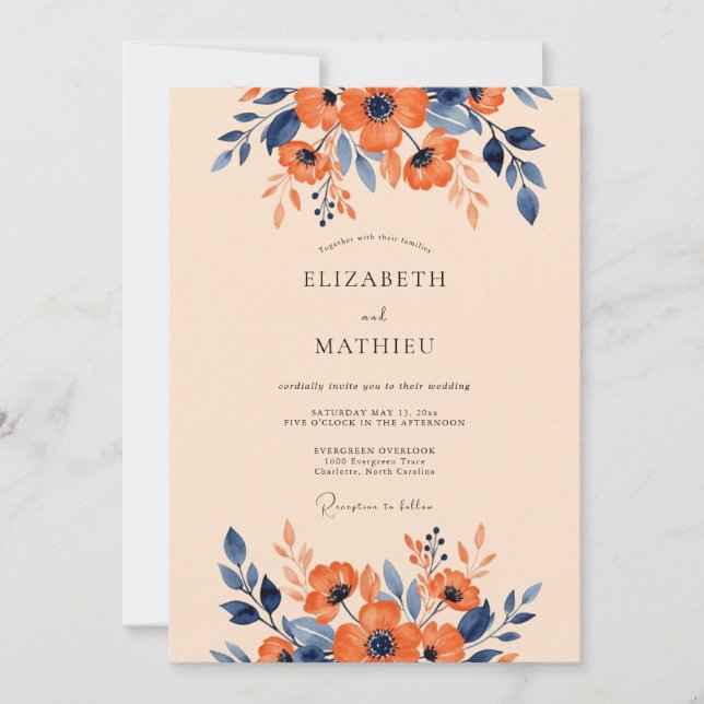 Invitación Burnt Orange Stately Autumnal Wedding (Anverso)
