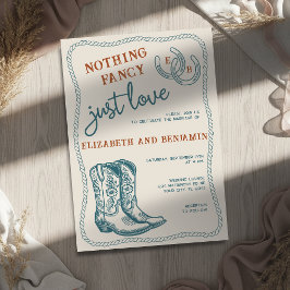 Invitación Burnt Orange Teal Cream Western Horseshoe Wedding