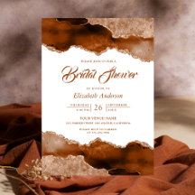 Burnt Orange Terracotta Agate Marble Bridal Shower