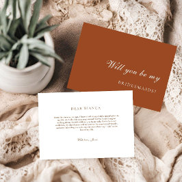 Invitación Burnt Orange Terracotta Bridesmaid Proposal Card