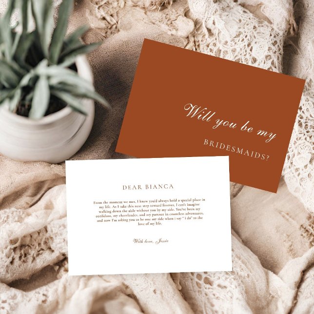 Invitación Burnt Orange Terracotta Bridesmaid Proposal Card (Subido por el creador)