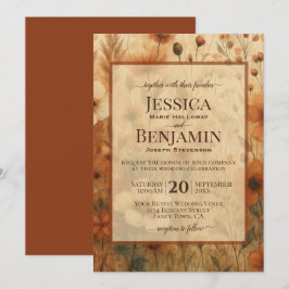 Invitación Burnt Sienna Boho Chic Wildflowers Stylish Wedding