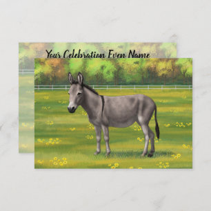 Invitación Burro Gris De Burro De Burro En Pasto